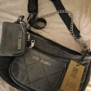 Steve Madden Quilted Gray Crossbody Bag